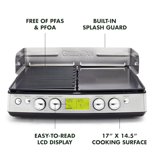 GreenPan Stainless Steel Elite XL Smoke-less Grill & Griddle,