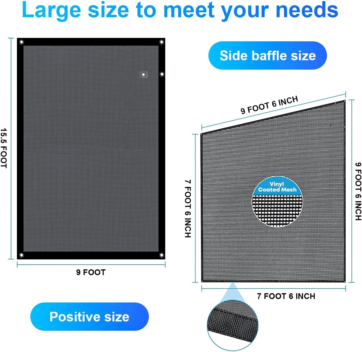 ZIUQAB RV Awning Sun Shade Screen Mesh for Side Shade 9'x7', UV Sunblocker Complete Kits for Camping, Trailer Canopy Shelter Blocker