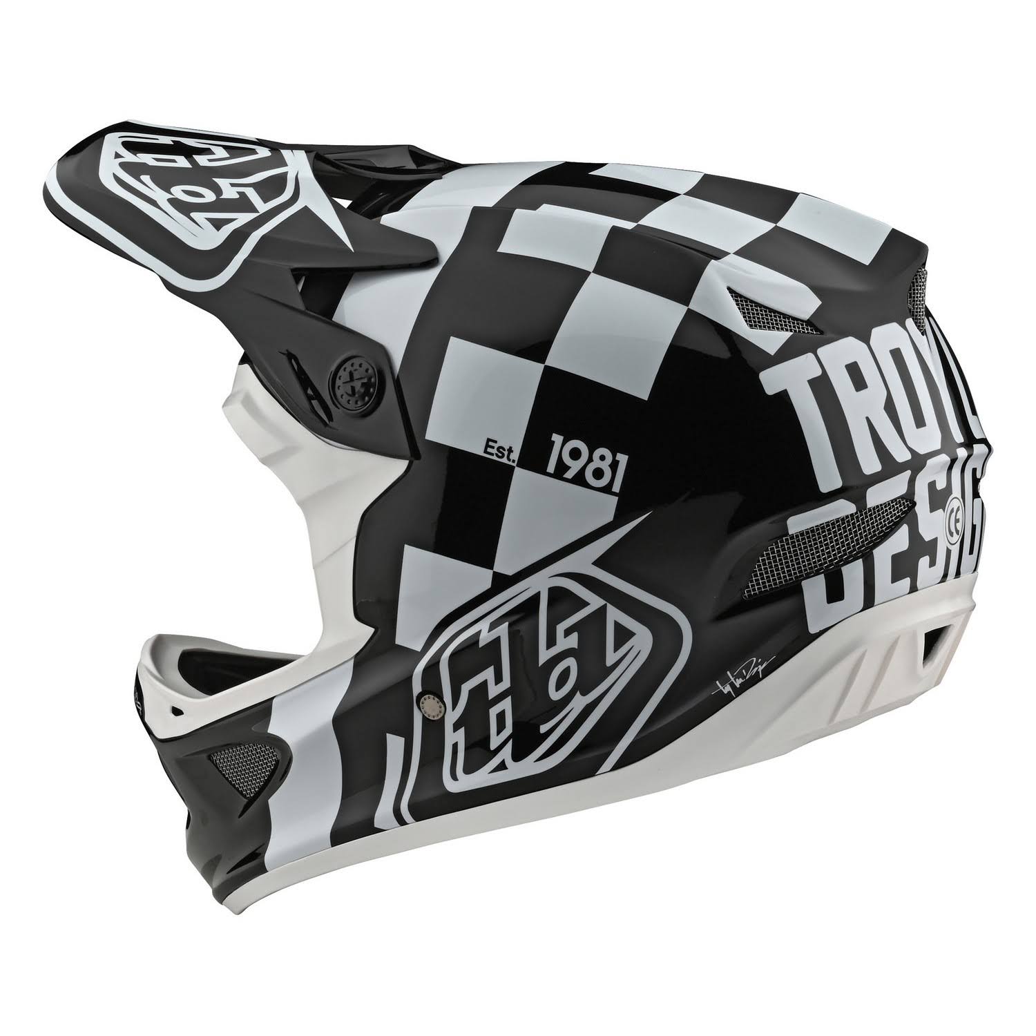 Troy Lee Designs D3 Fiberlite Raceshop Helmet - XL - White-Black