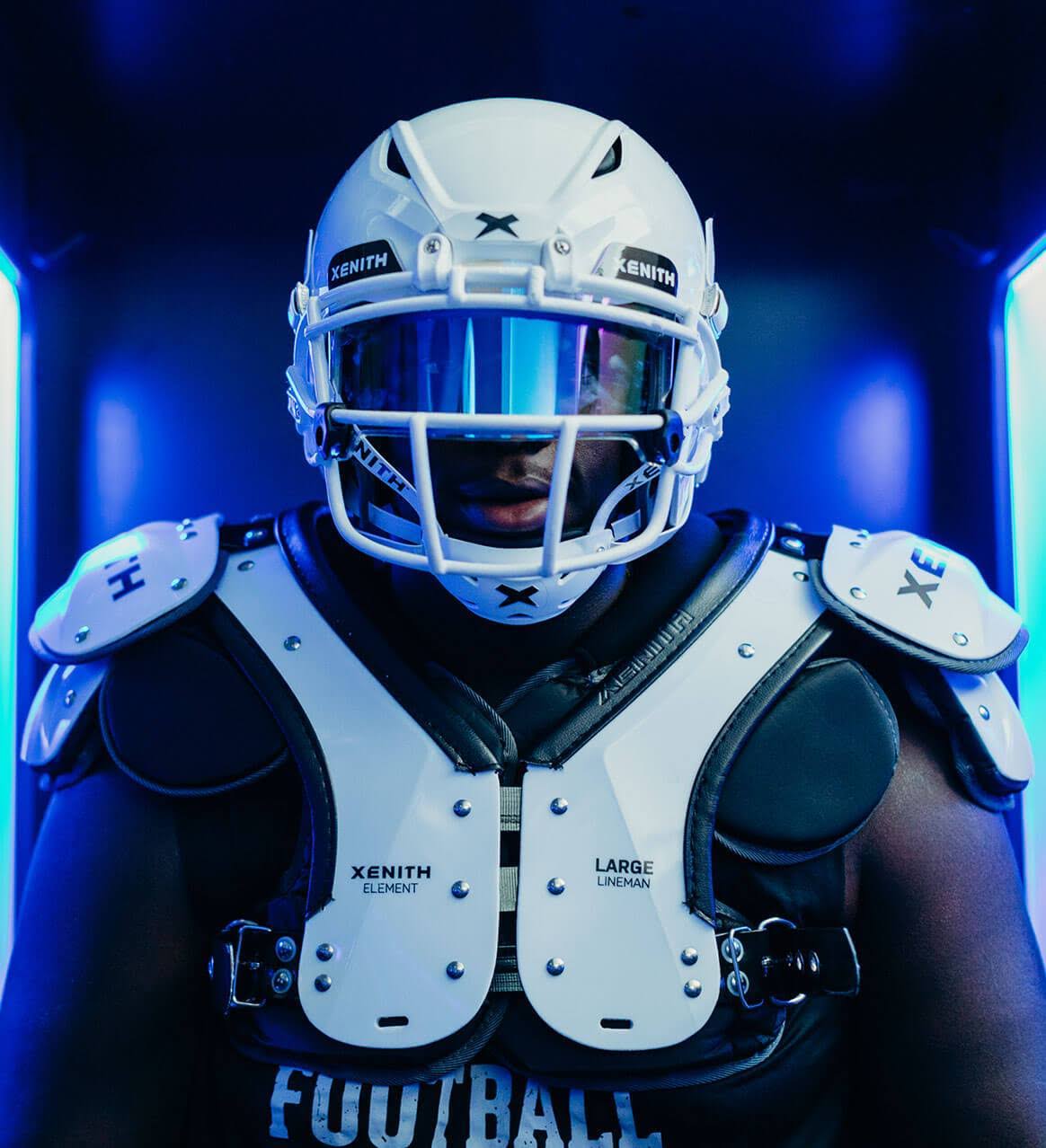 Xenith Varsity Element Lineman Football Shoulder Pads, XL, White