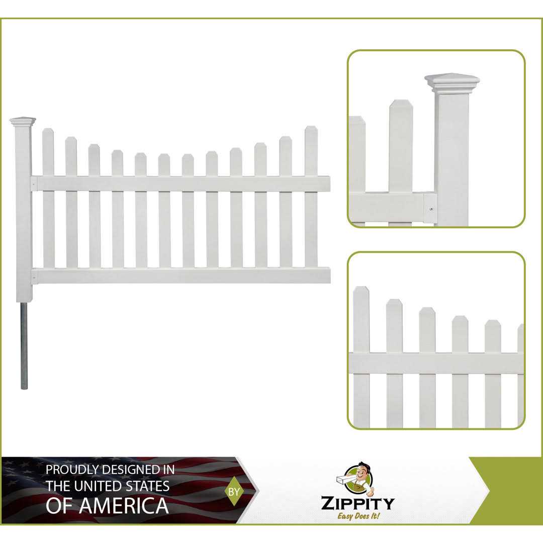 Zippity Outdoor Products All American Vinyl Picket Fence with No-Dig Steel Pipe Anchor Kit - Shop Hardware Tools Online Store