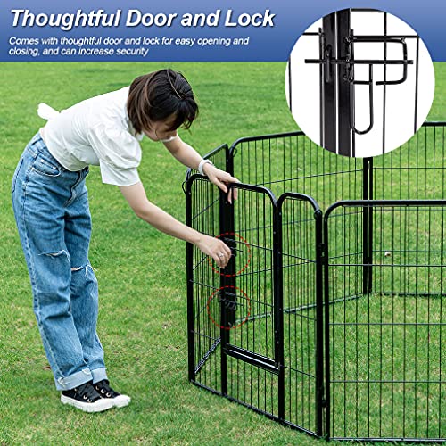 BestPet Dog Playpen Indoor 40 inch 16 Panels Metal Dog Pen Pet Dog Fence Outdoor Exercise Pen with Doors,Pet Puppy Playpen for RV Camping Yard, Black