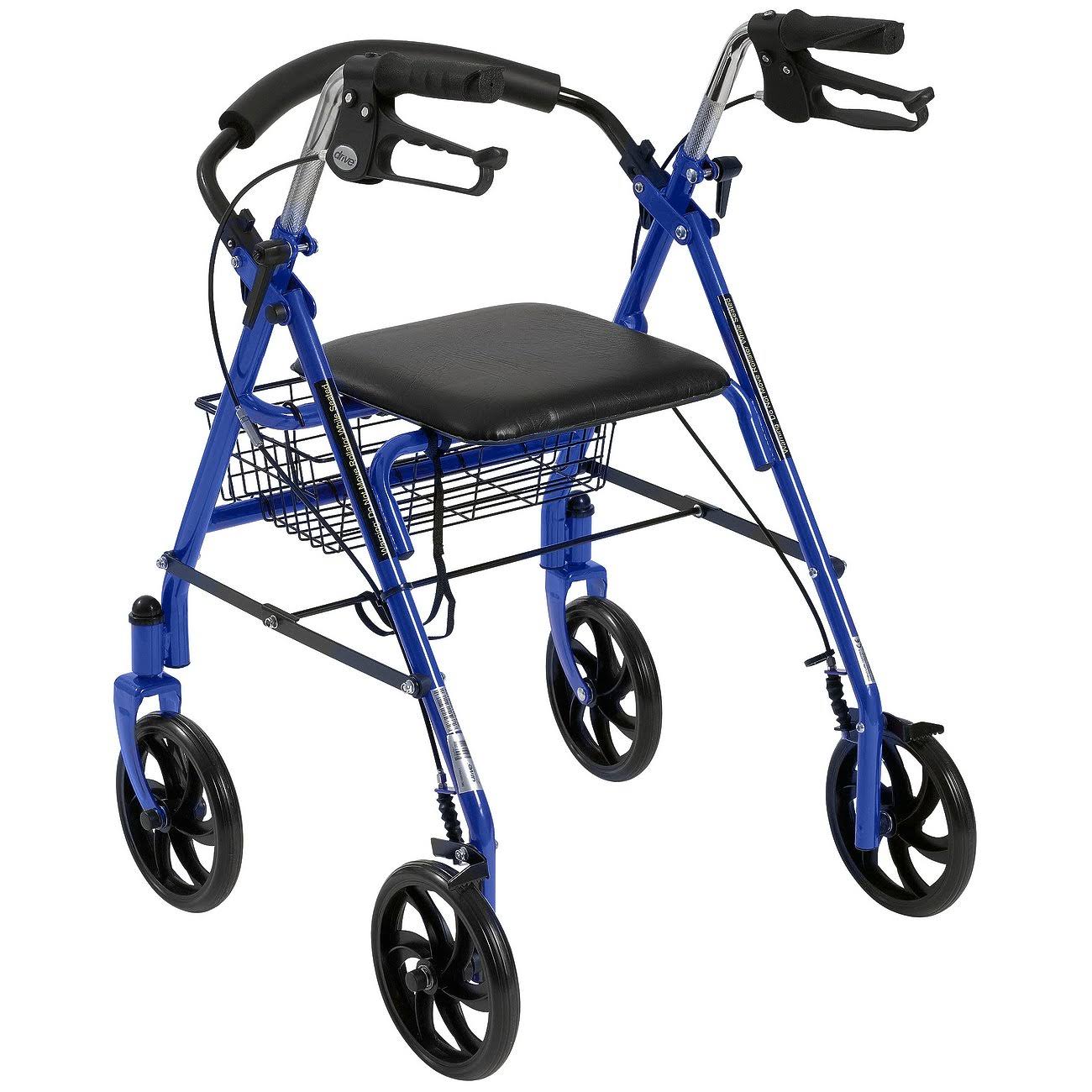 Drive Medical Drive 4-Wheel Rollator Walker w/Removable Back Support, Blue - 1 Each 10257BL-1