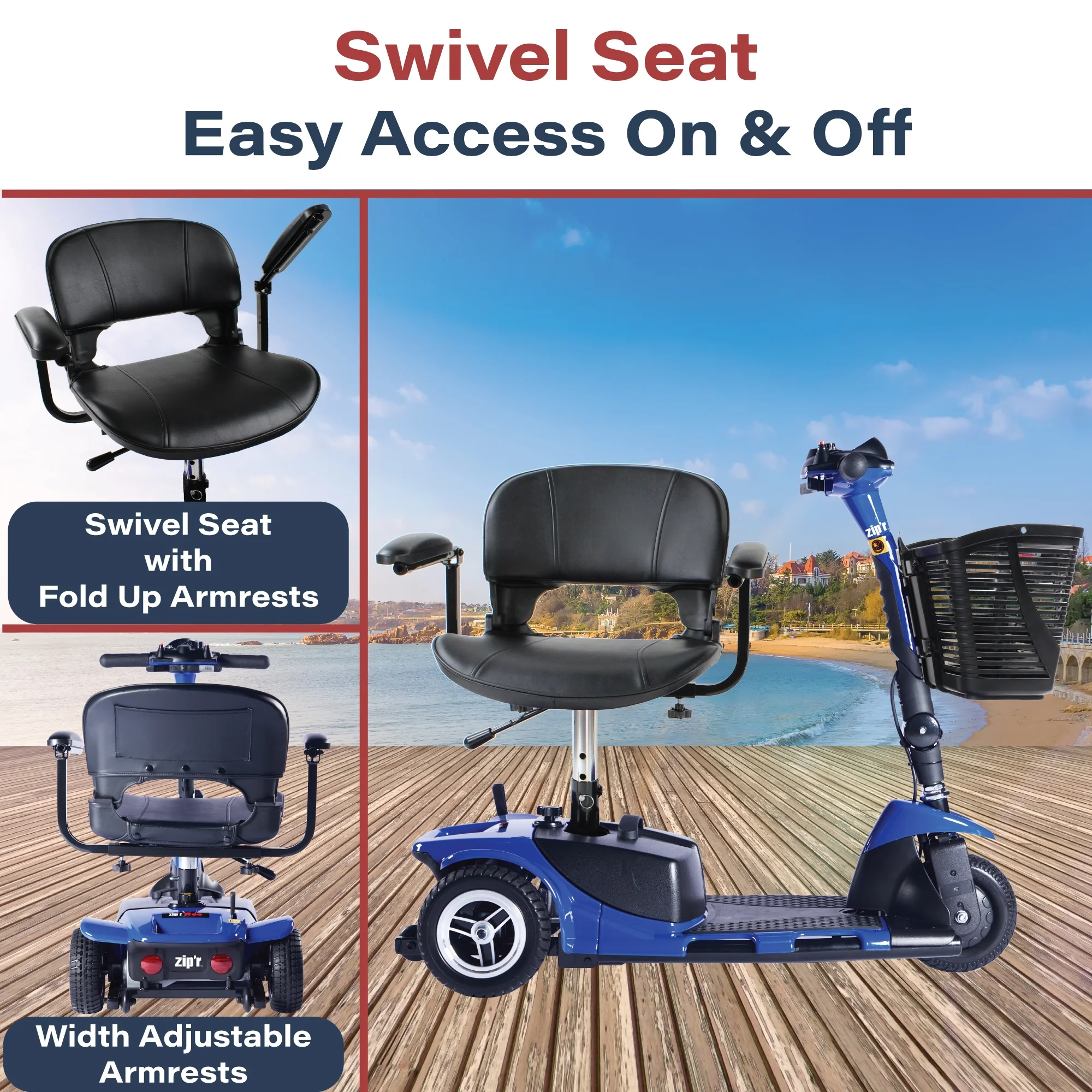 Zip'r Roo 3-Wheel Travel Mobility Scooter, Red