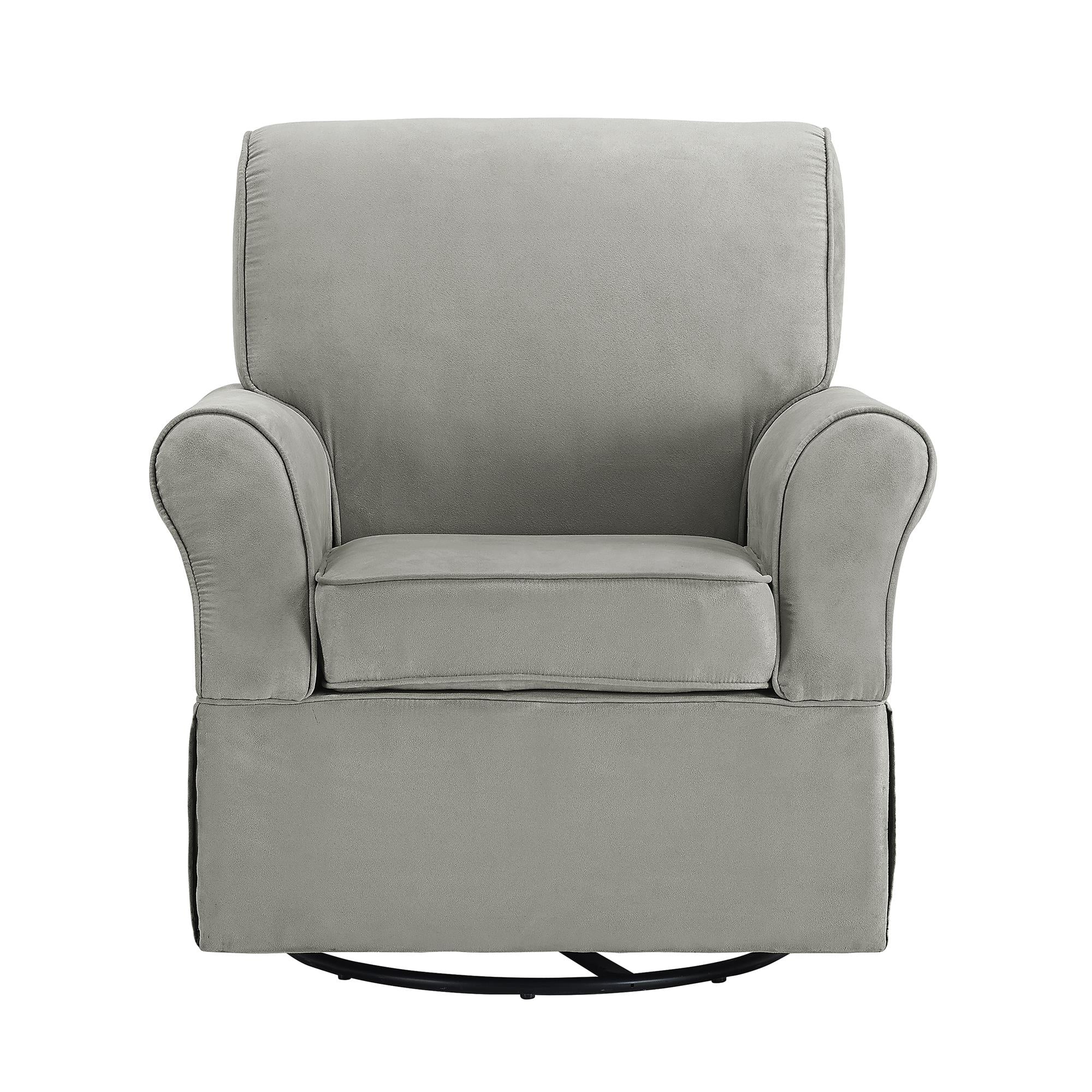 Baby Relax Kelcie Swivel Glider Chair & Ottoman Nursery Set, Gray Microfiber