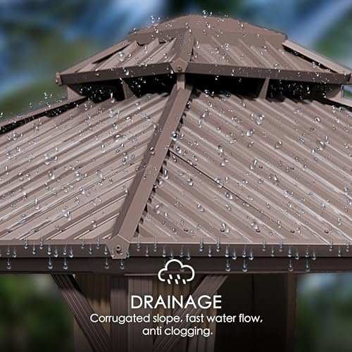 Kozyard Caesar 10'x10' Hardtop Gazebo - Permanent Metal Pavilion with Netting and Shaded Curtains for Patio, Backyard, and Deck - Galvanized Steel Outdoor Aluminum Canopy, Double Roof Gazebo (Grey)
