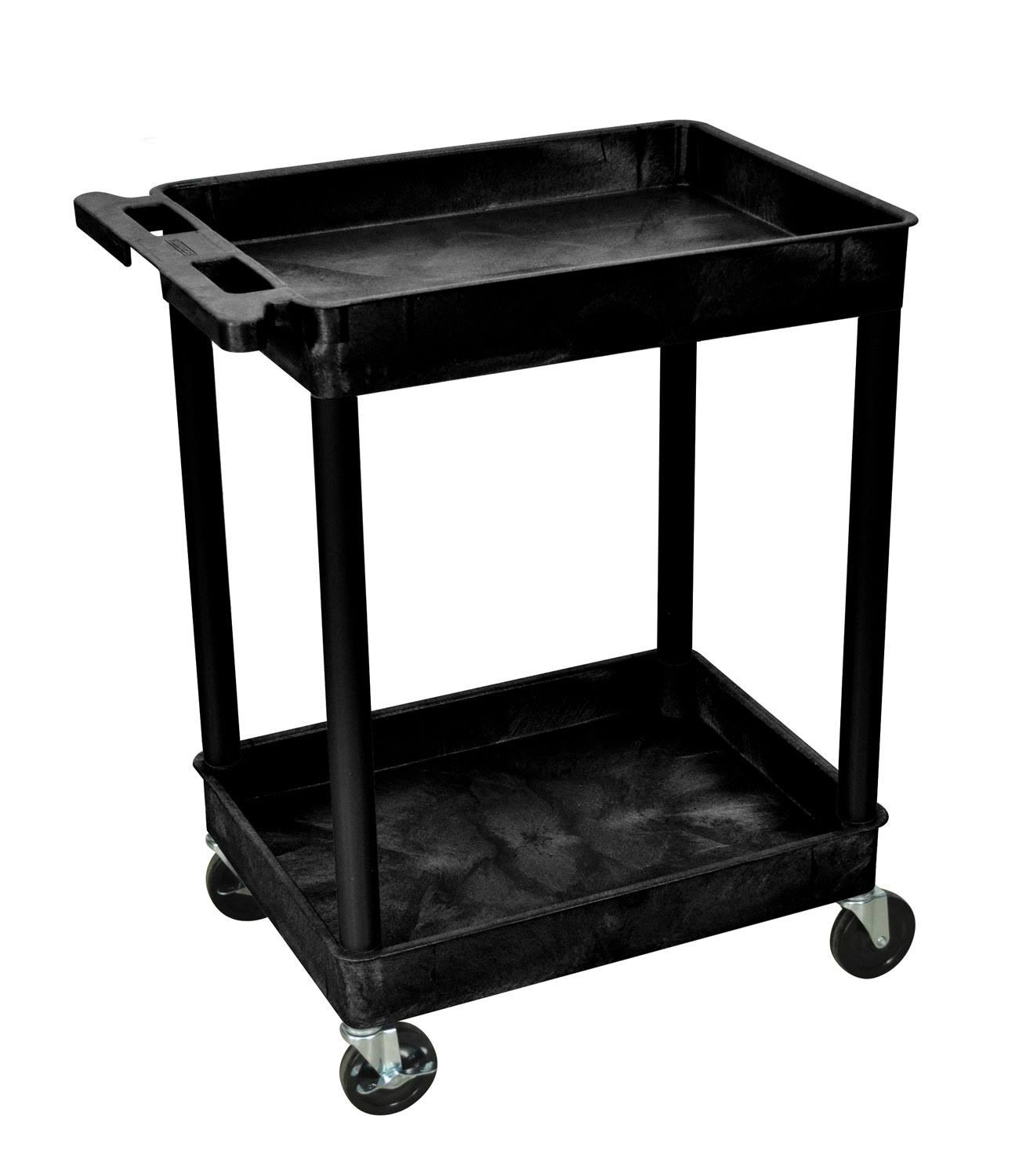 Luxor STC11-B Multipurpose 2 Shelves Tub Utility Cart - Black