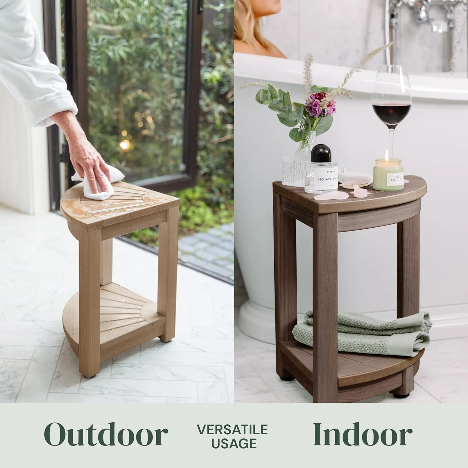 Corner Shower Stool - Waterproof Heavy Duty Shower Bench for Shaving Legs & Inside Shower Use - Sturdy Bathseat for Relaxation - Shower Shelf & Seat - Indoor & Outdoor Easy Assemble