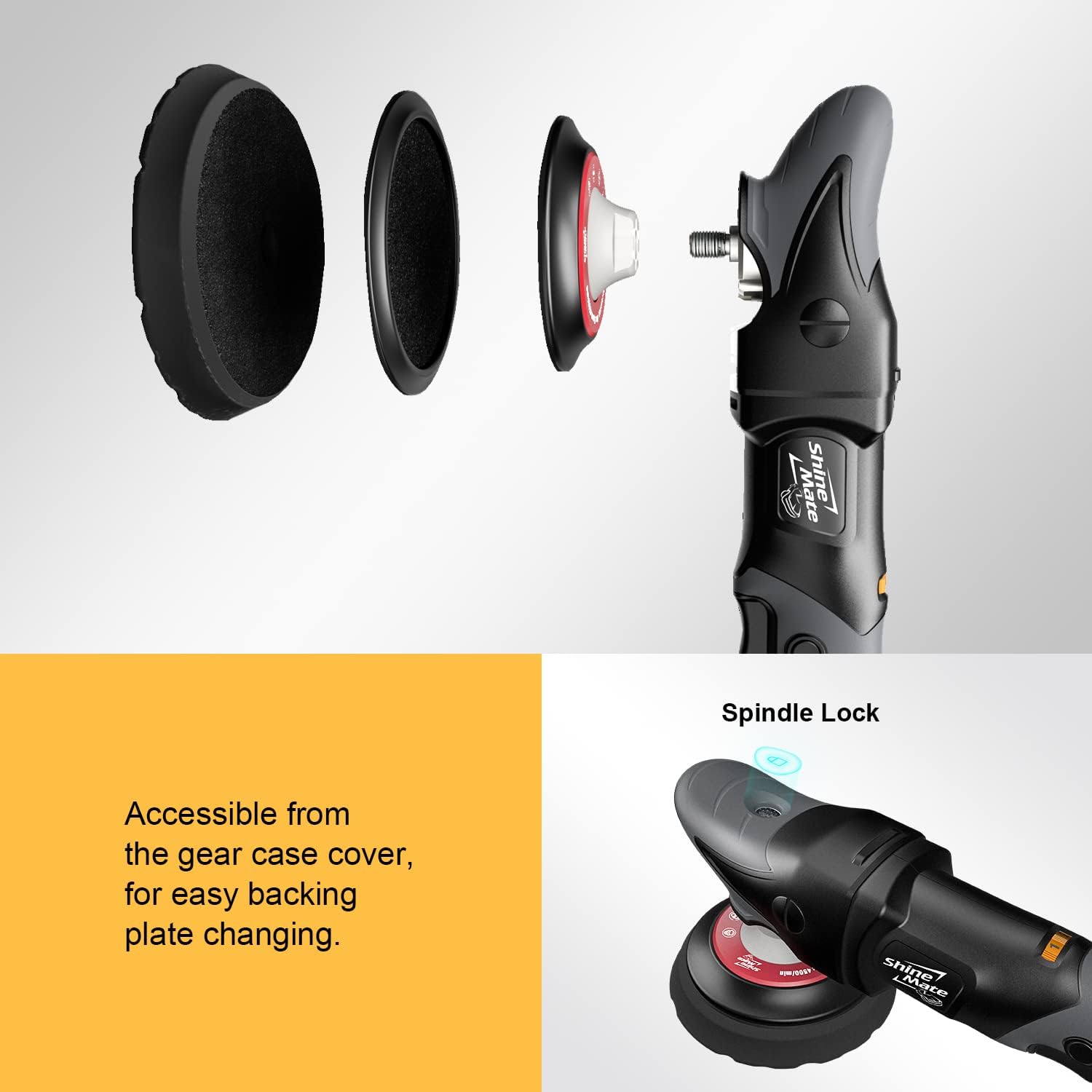 ShineMate Cordless Rotary Polisher Kit 5 Inch For Car Detailing,Wireless Buffer Polisher With 2 Pcs Li-Ion Batteries 18v 5Ah, 6 Variable Speed