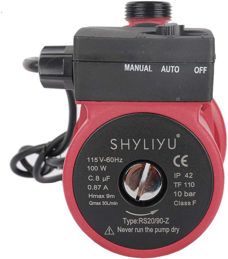 SHYLIYU Water Pressure Booster Pump Circulator Pump 115V/60Hz Hot Water Automatic Recirculating Pump 1 inch Outlet Pressure Booster Pump Cast Iron
