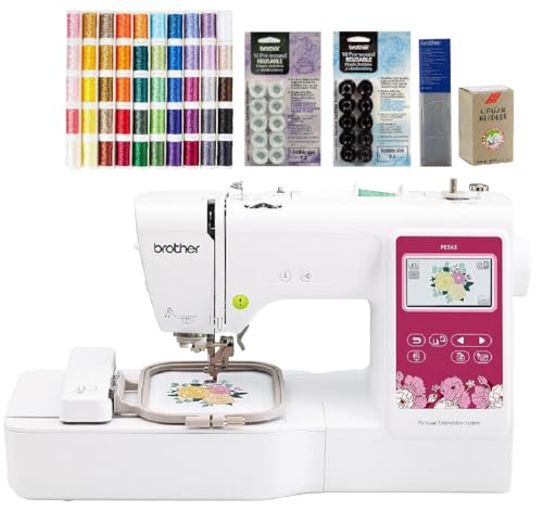 Brother PE545 Embroidery Machine, Wireless LAN Connected, 135 Built-in Designs, 4" x 4" Hoop Area, Large 3.7" LCD Touchscreen, USB Port, 10 Font Styles
