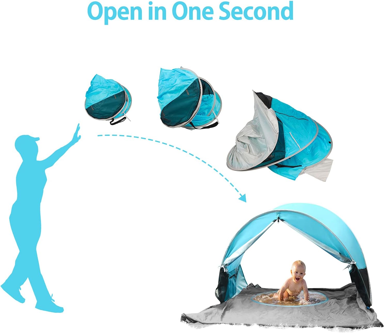 SHDIBA Large Baby Beach Tent with Pool, UPF 50+ Portable Pop Up Baby Beach Canopy Sun Shelters with UV Protection for Infant