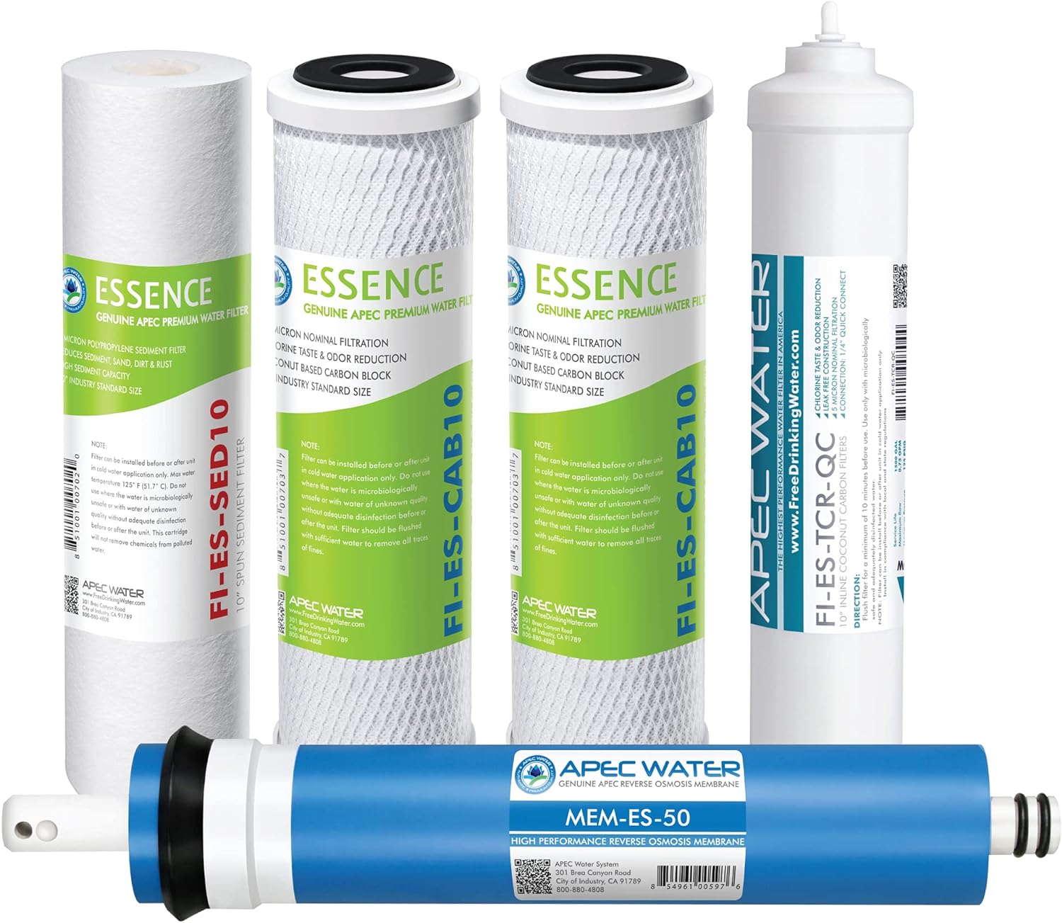 APEC Water Systems ROES-50 Replacement Filter Set, WQA Certified, Chlorine Reduction, Carbon Block
