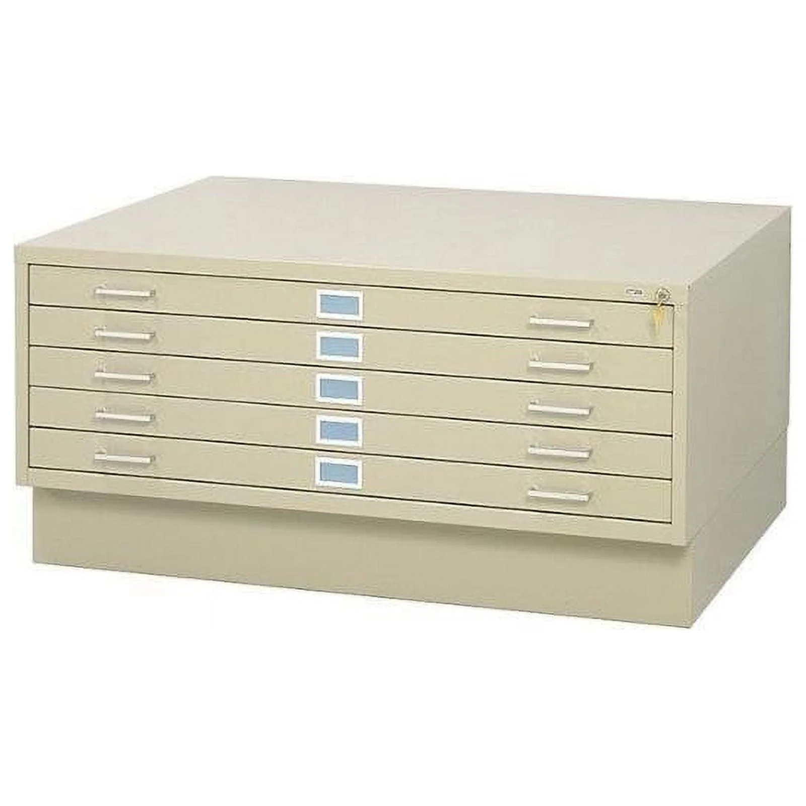 Safco 5 Drawer Flat File Cabinet with Closed Base in Brown