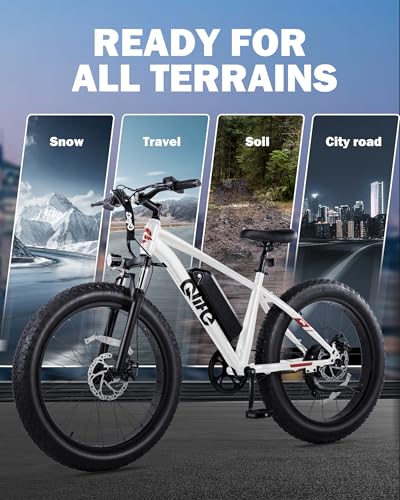 Racer Plus Adult Electric Bicycle, Peak 1000W Motor Electric Bike for Adults, Up to 28MPH 65Miles, 26x4.0 Fat Tire Electric Mountain Bike with 48V 13AH Battery, 7 Speed Front Suspension E Bike