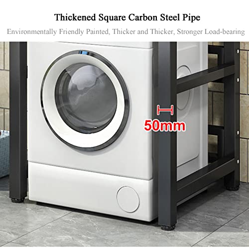 Laundry Space with Stackable Washer and Dryer Stand - 400KG Portable Rack for Over Washer Storage - Adjustable Front Load Kit