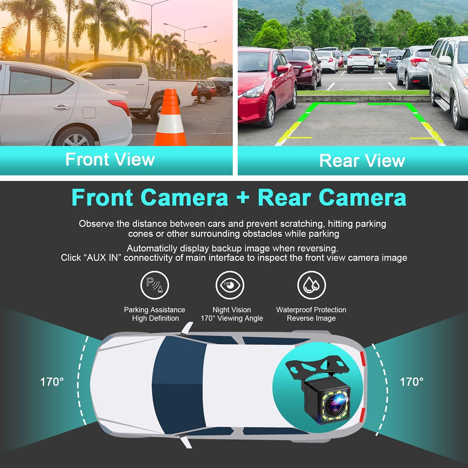 Double Din Car Stereo Radio Audio Receiver Compatible with Carplay, Android Auto, Mirror Link, 7 Inch Full Touchscreen Car Stereo, Front Backup Camera, Bluetooth, USB/TF/AUX Port, A/V Input, FM/AM