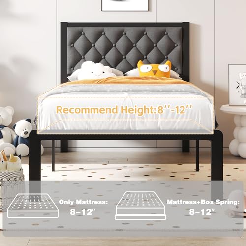 Queen Bed Frame with Headboard PU Leather Upholstered Bed Frame Platform,All Metal Slats Support Platform Bed Frame with Storage Space,Easy Assembly,Noise Free,No Box Spring Needed,Black