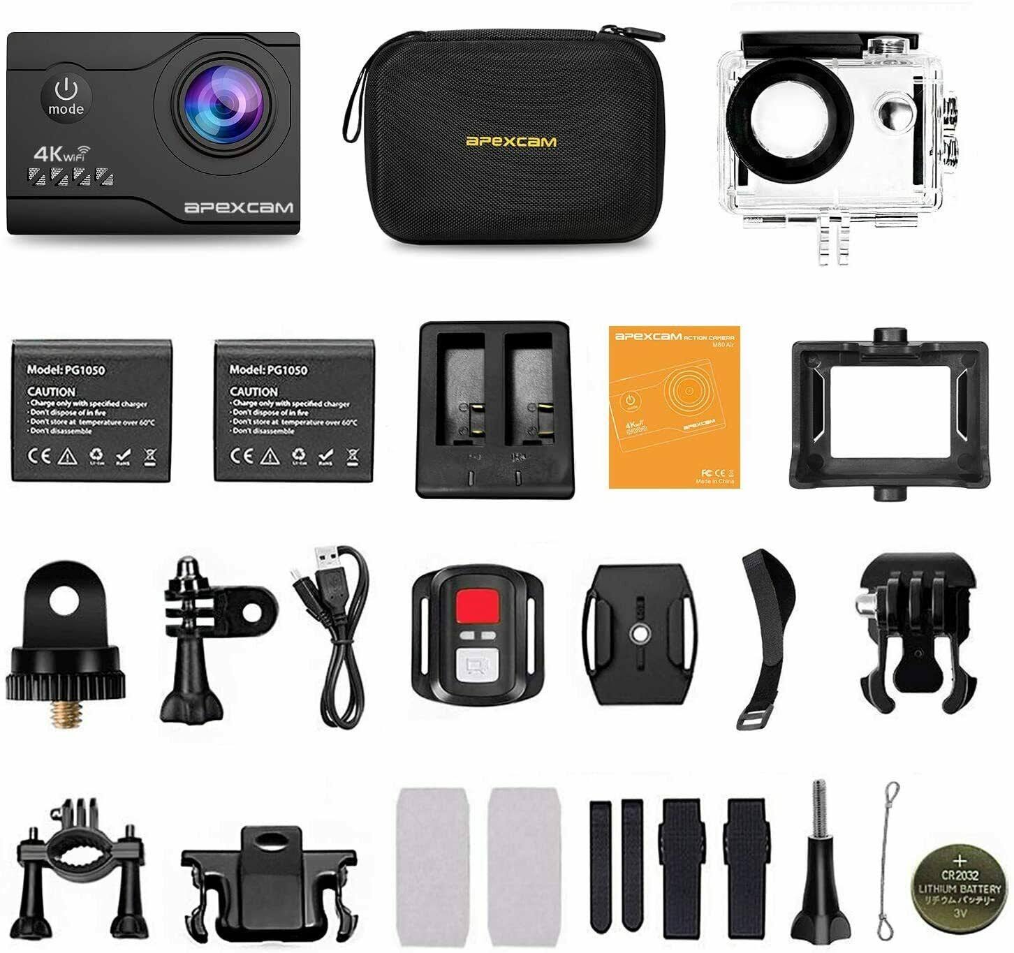 4K Action Camera 20MP Underwater Waterproof 40M 170°Wide-Angle WiFi.
