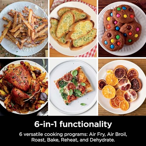 Ninja Air Fryer, 8 QT DoubleStack 2-Basket, Space Saving Design, Cooks 2lb Chicken Wings, Feeds up to 6 People, 6-in1 Air Fryer, Roast, Bake & More, Easy to Clean, Dishwasher Safe Parts, Black, SL201