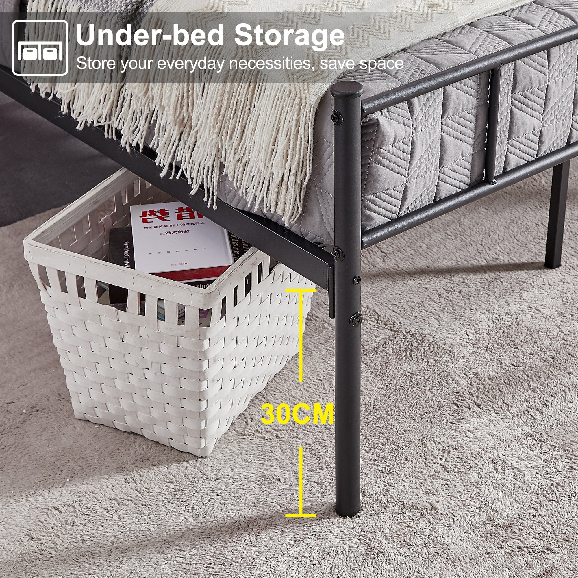 VECELO Twin Bed Frame with Headboard and Footboard, Metal Platform Bed Frame No Box Spring Needed Easy Assembly Mattress Foundation, Twin Size, Black