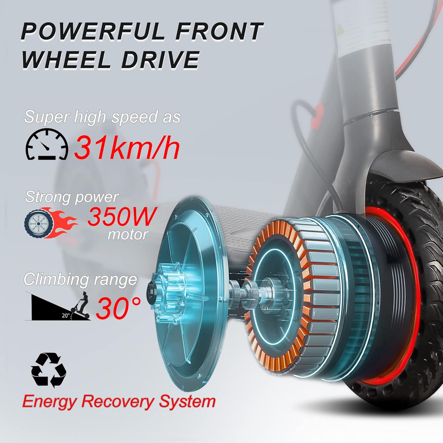 AOVOPRO Electric Scooter, 350W Motor, Range up to 18 Miles Long, 3 Speed Settings, 8.5" Solid Tires, App Control, Portable