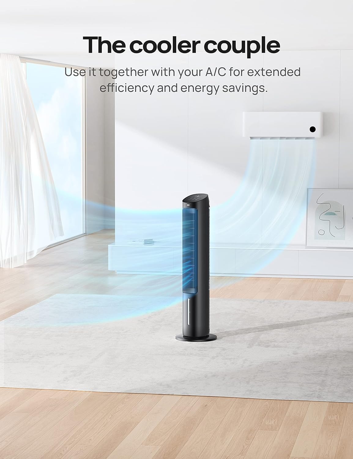Dreo Evaporative Air Cooler, 40” Cooling Fan 2023 Upgrade with 80° Oscillating, Removable Water Tank, Ice Packs, Remote Control, 4 Speeds, 7H Timer, Personal Swamp Cooler for Room Home Office