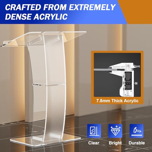 Acrylic Podium Acrylic Transparent Lifting Podium Clear Podium Acrylic Podium Stand Pulpits for Churches Portable Lecterns & Podiums Pulpits for Church, Weddings, School, Office
