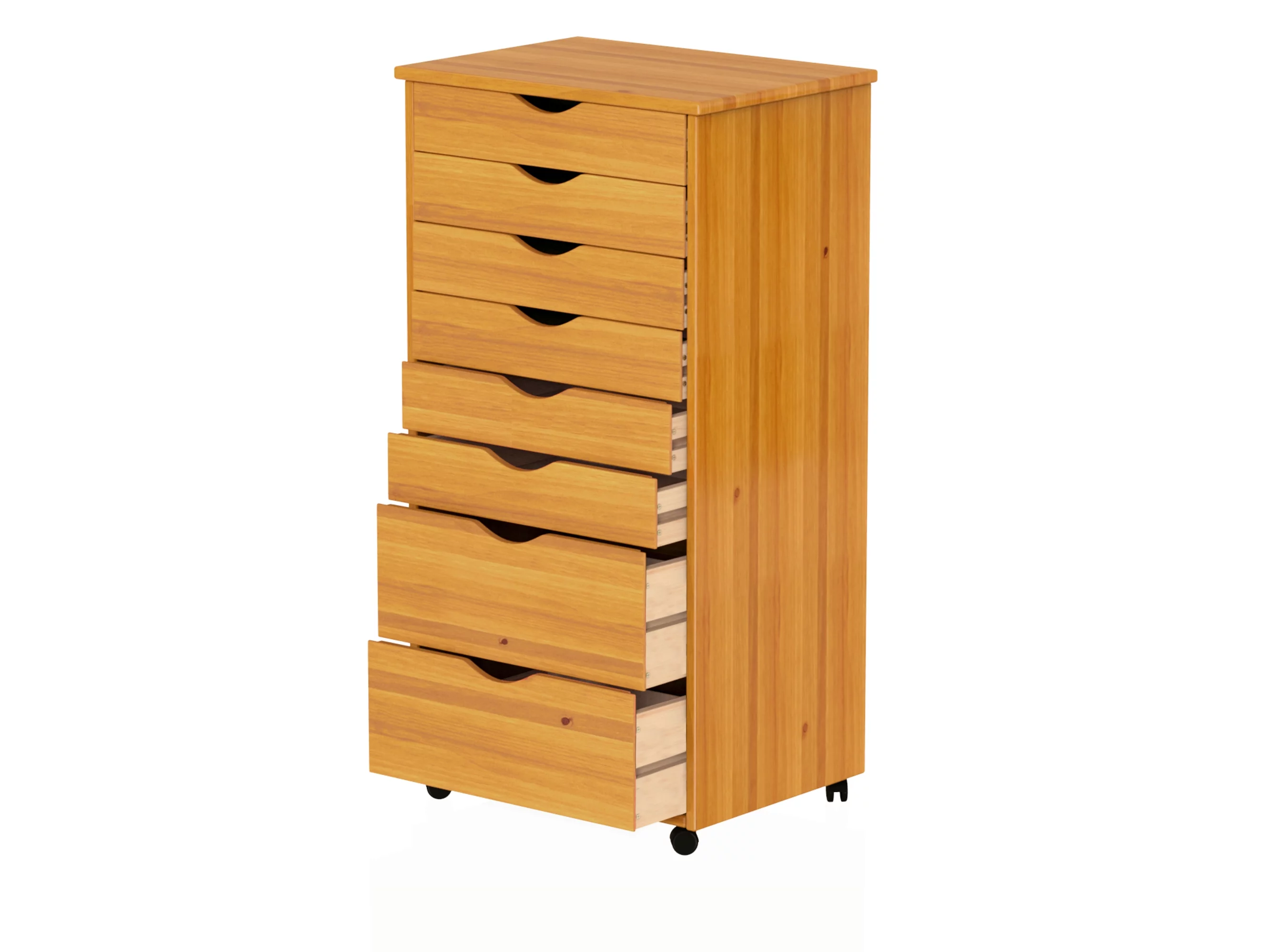 Adeptus Original Roll Cart, Solid Wood, 6+2 Drawer Extra Wide Roll Cart, Med Pine - Curated Treasures Market