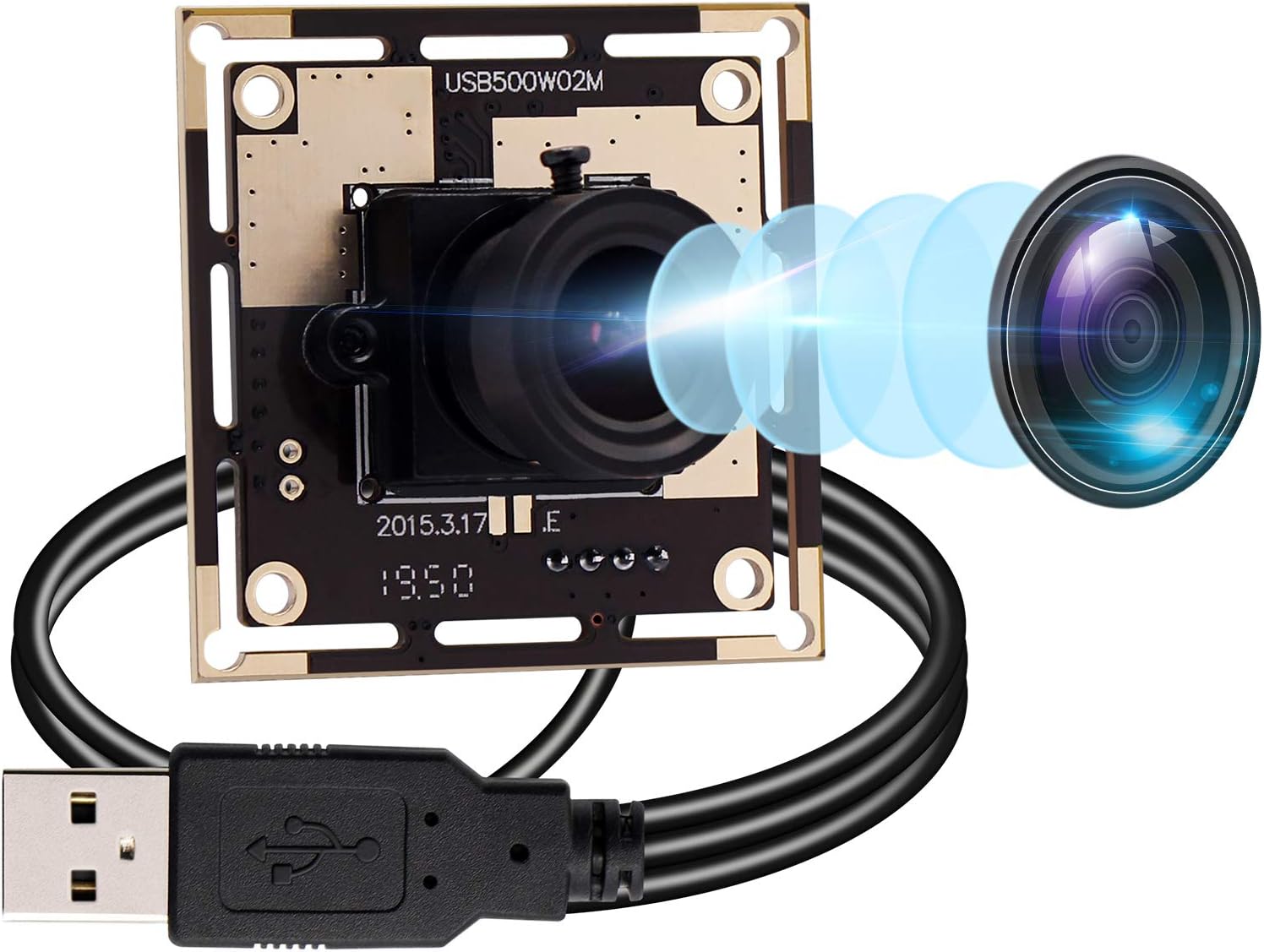 Autofocus 5 Megapixel USB Camera Module with 170 Degree Fisheye Lens HD 2592X1944 USB Webcamera with CMOS OV5640 Sensor USB with Camera,Mini Webcam for Windows Mac Andriod Linux,Plug&Play