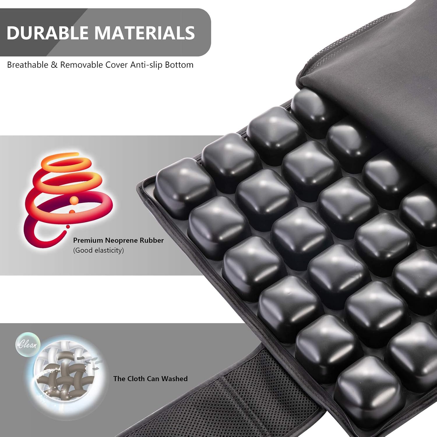 FIT KING Inflatable Air Seat Cushion with Rechargeable Controller for Desk Chair and Car Seat, Adjustable Pressure Relief Wheelchair Cushion with Massage Function, Relieve Pressure Sore, Sciatica