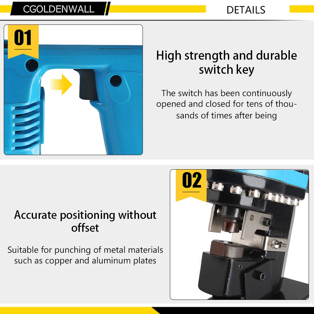 CGOLDENWALL Hydraulic Hole Puncher Electric Hydraulic Hole Punching Tool Hole Digger for Steel Plate Iron Plate Aluminum Plate CE&ROHS Certificate