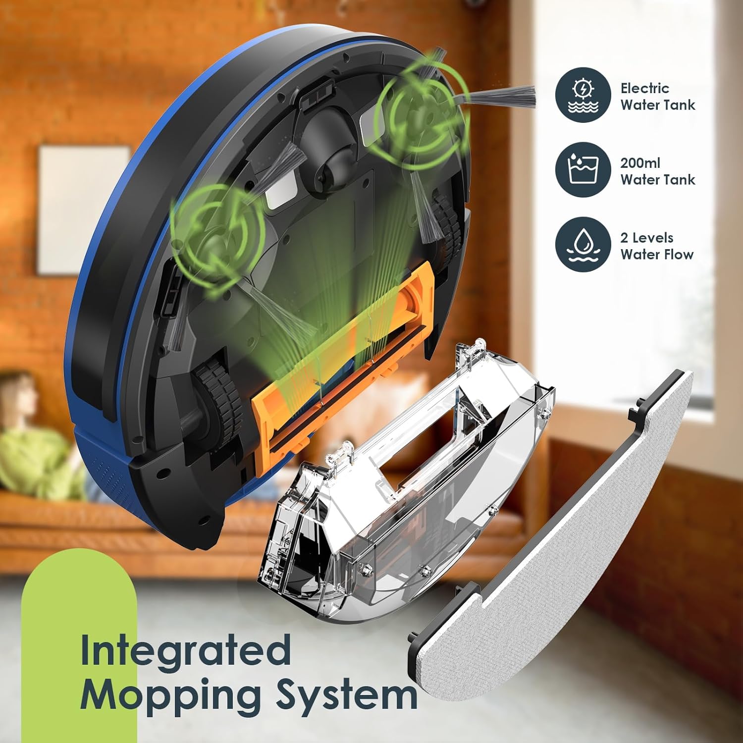 XIEBro Robot Vacuum and Mop Combo, 3 in 1 Mopping Robotic Vacuum with Schedule, App/Bluetooth, 1600Pa Max Suction, Self-Charging Robot Vacuum Cleaner, Slim, Ideal for Hard Floor, Pet Hair, Carpet