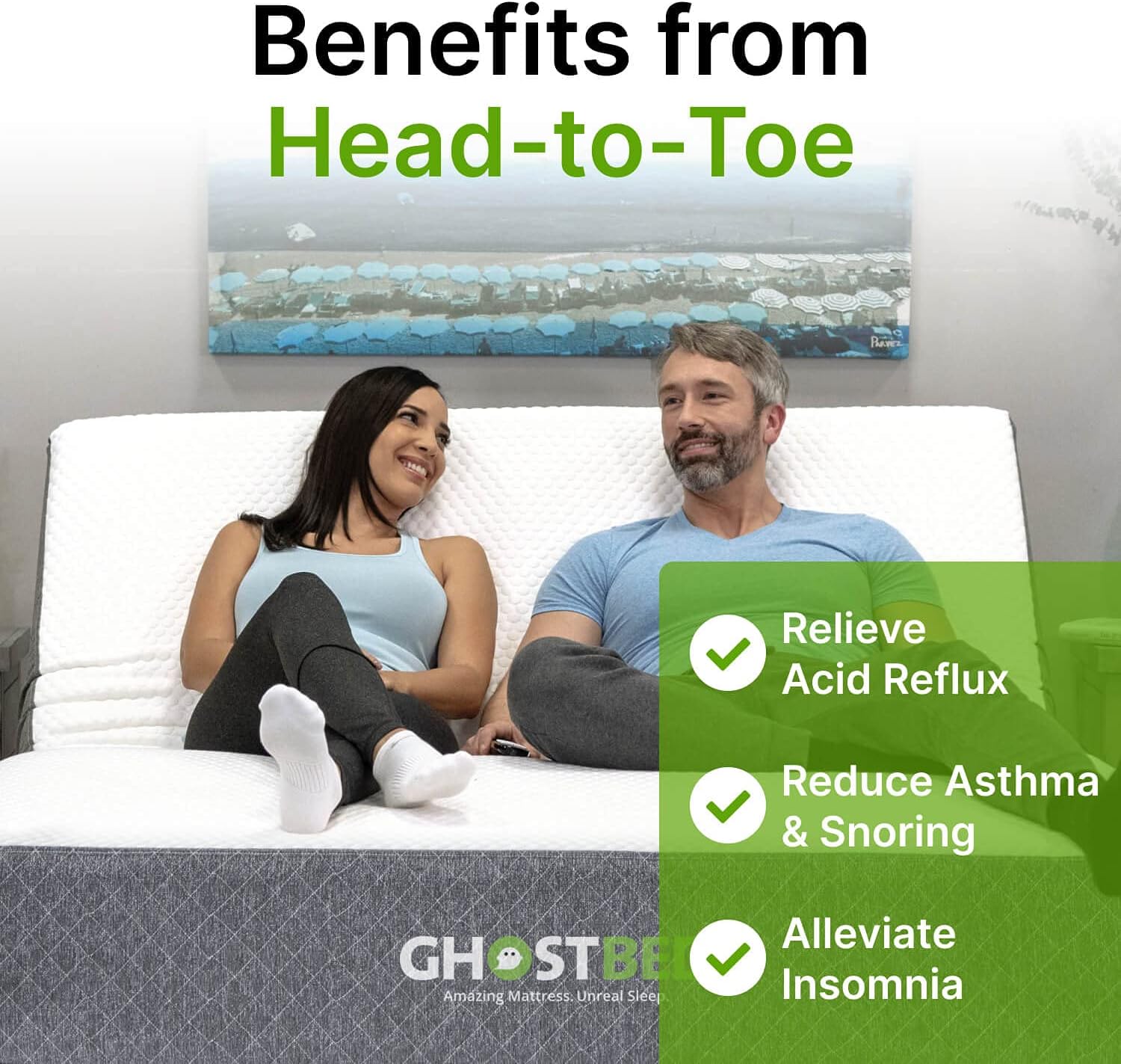 GhostBed Adjustable Bed Frame & Power Base with Wireless Remote, Zero Gravity & Massage Settings, USB Ports, Twin XL
