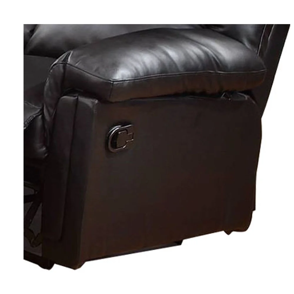 3 Seats Bonded Leather Manual Motion Reclining Sofa in Black