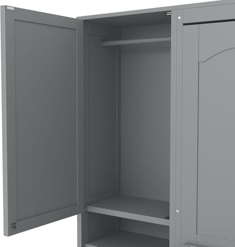 MERITLINE Full Murphy Bed with Desk and Storage 2 Closet,Drawers&Shelves, Wood Folding Murphy Wall Bed Cabinet for Adults (Full,White with Drawers)
