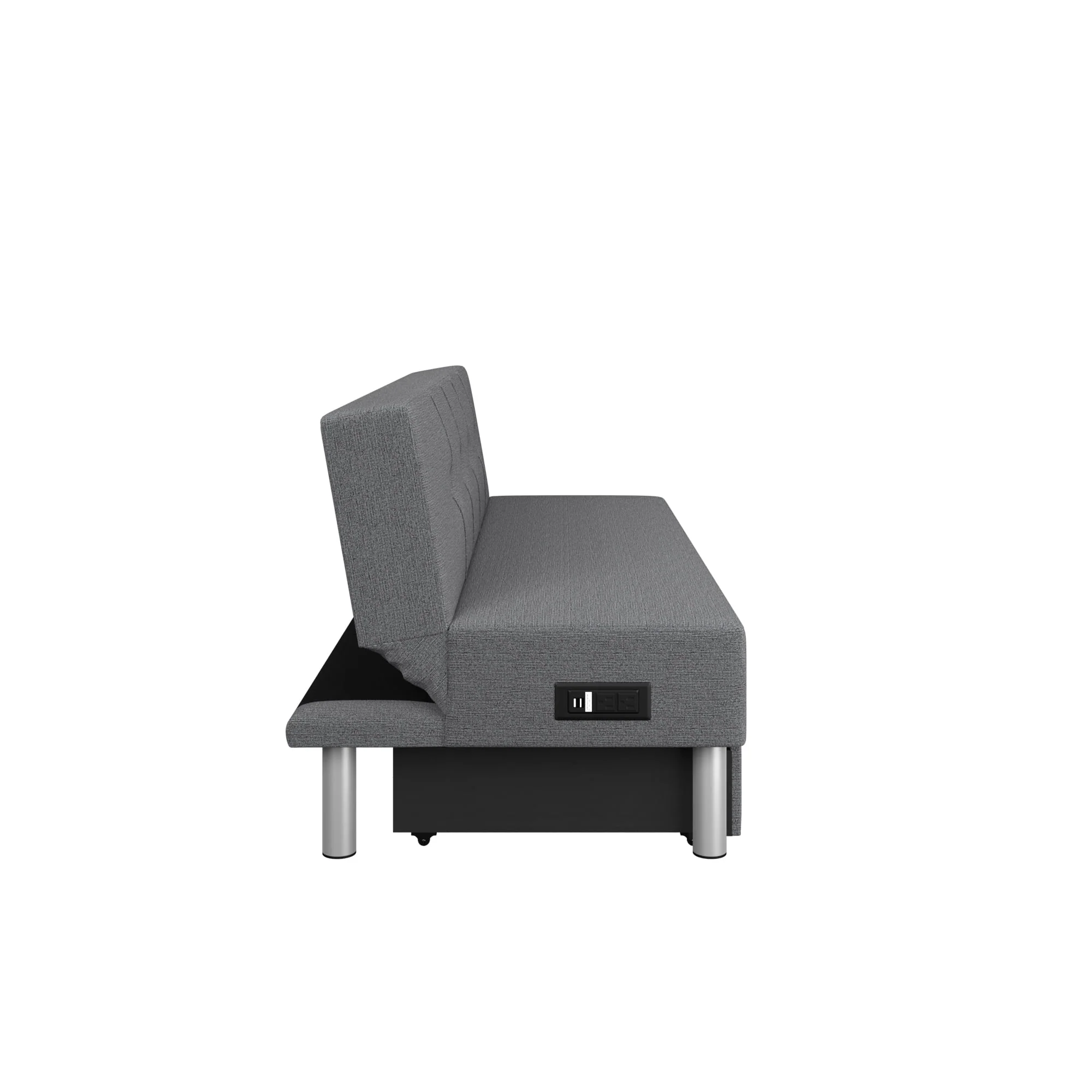 Serta Windsor Futon with Storage and Power, Gray Fabric