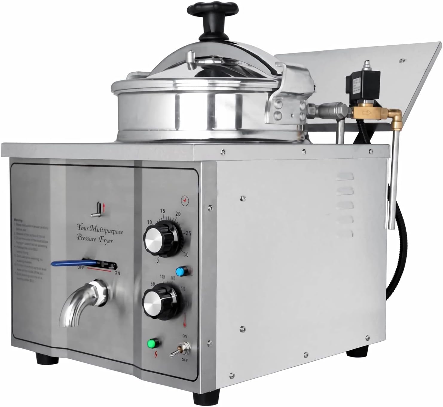 16L Commercial Electric Pressure Fryer Stainless Steel Countertop Pressure Fryer Electric Pressure Deep Fryer Cooking Professional Tabletop Restaurant Kitchen Frying Machine 110V 2.4KW