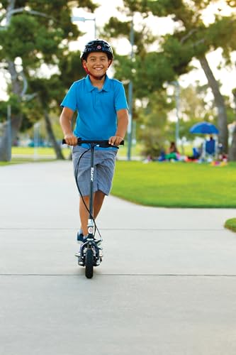 Razor E100 Glow Electric Scooter for Kids Age 8 and Up, LED Light-Up Deck, 8" Air-filled Front Tire, Up to 40 min Continuous Ride Time