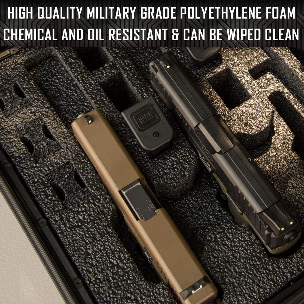 5 Pistol 24 Magazine Storage Foam Insert for Pelican 1550 Case - 2 Piece Set Pre-Cut Military Grade Polyethylene Foam Base Insert and Lid Liner (Case Not Included)