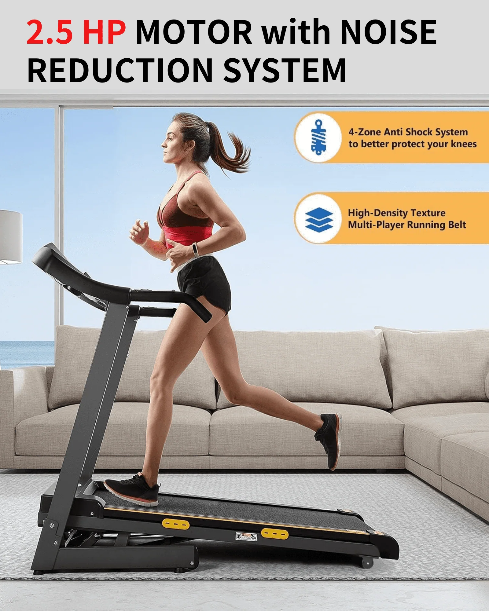 Treadmill with Incline Folding Treadmill with 12-Level Automatic Incline 2.5hp Power 8.5mhp Speed Running Machine 15 Preset Training Program Electric Treadmill for Home Use