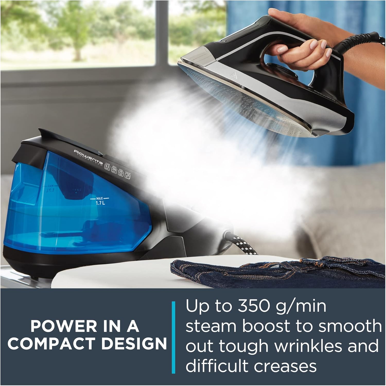 Rowenta Perfect Steam Pro Stainless Steel Soleplate Professional Steam Station & Compact Steam Station, Faster Ironing Sessions, Up to 350 g/min Steam Output