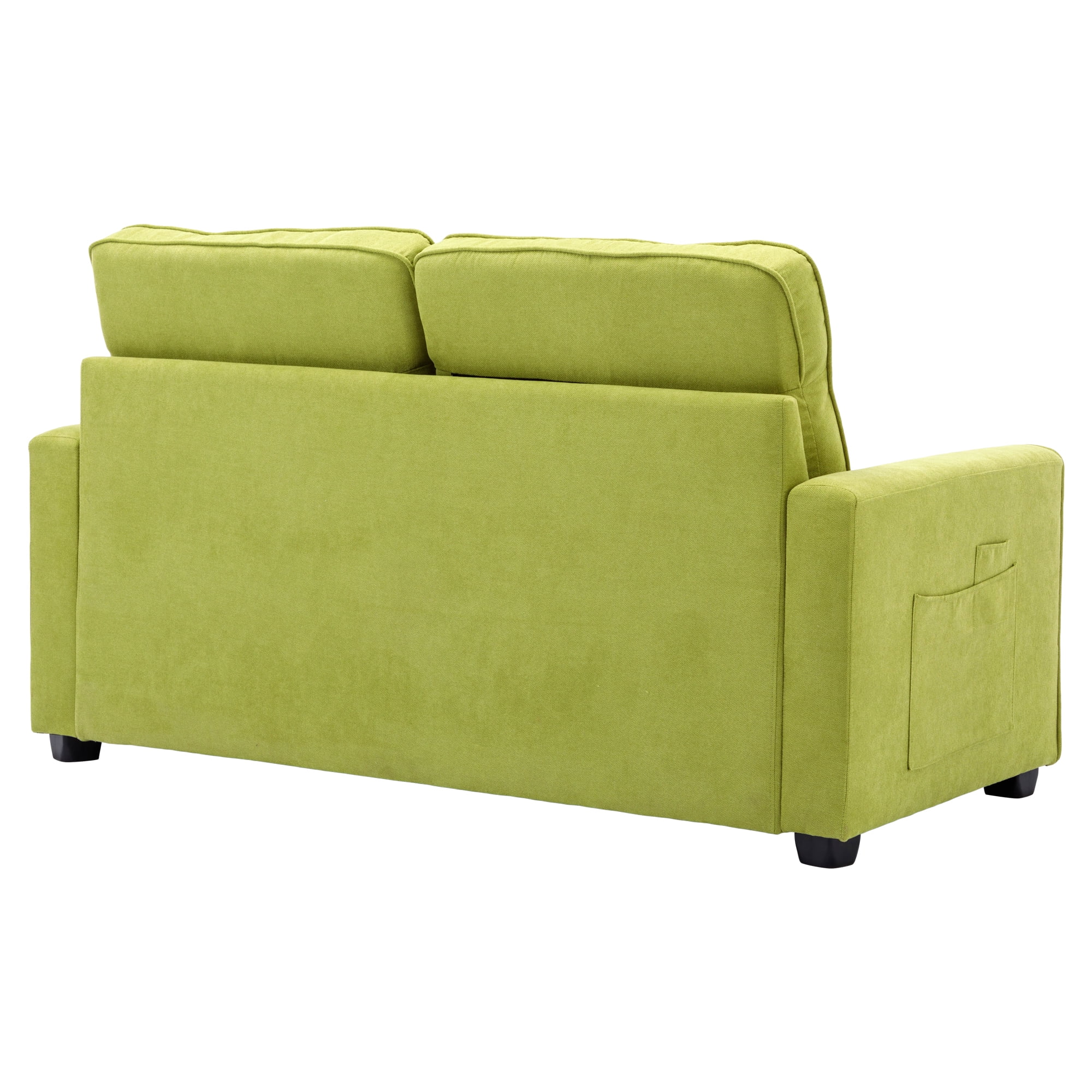 Churanty Convertible Sofa Bed Pull Out Sleeper Loveseat Sofa Chenille Upholstered Couch with Side Pockets for Small Space,Green - Curated Treasures Market
