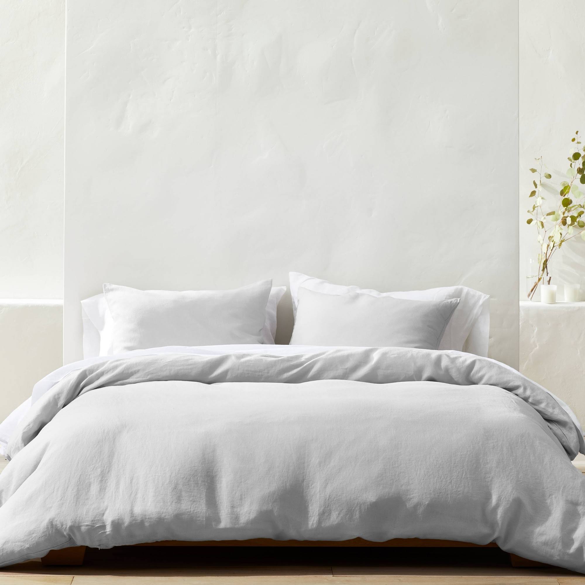 Full/Queen Linen Duvet u0026 Sham Set Light Gray - Casaluna