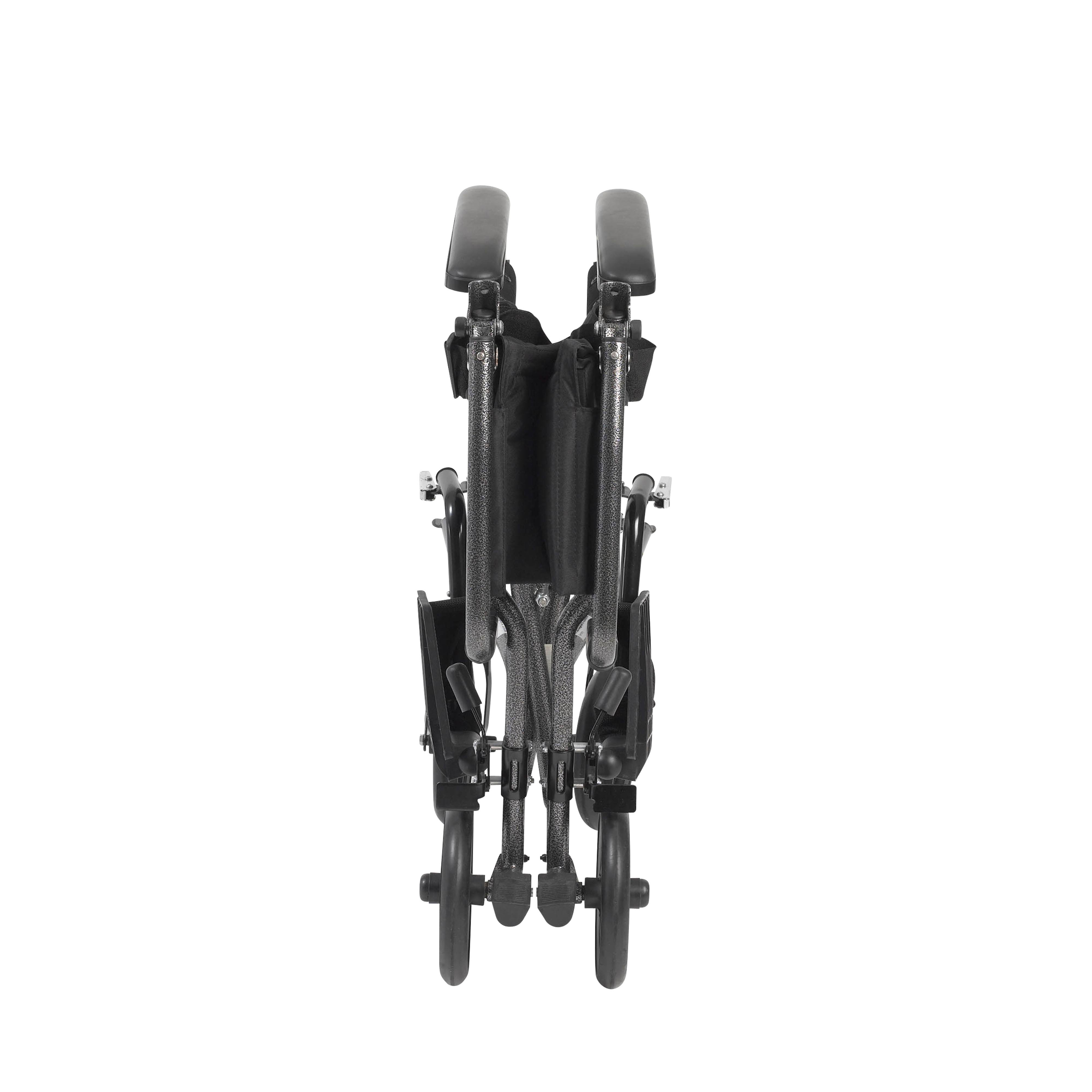 Drive Medical Lightweight Steel Transport Wheelchair Fixed Full Arms 19x22 Seat (TR39E-SV)
