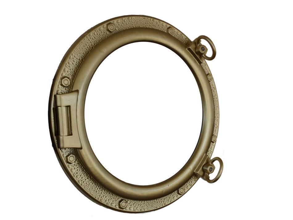 Hampton Nautical Gold Finish Decorative Ship Porthole Window 20x22