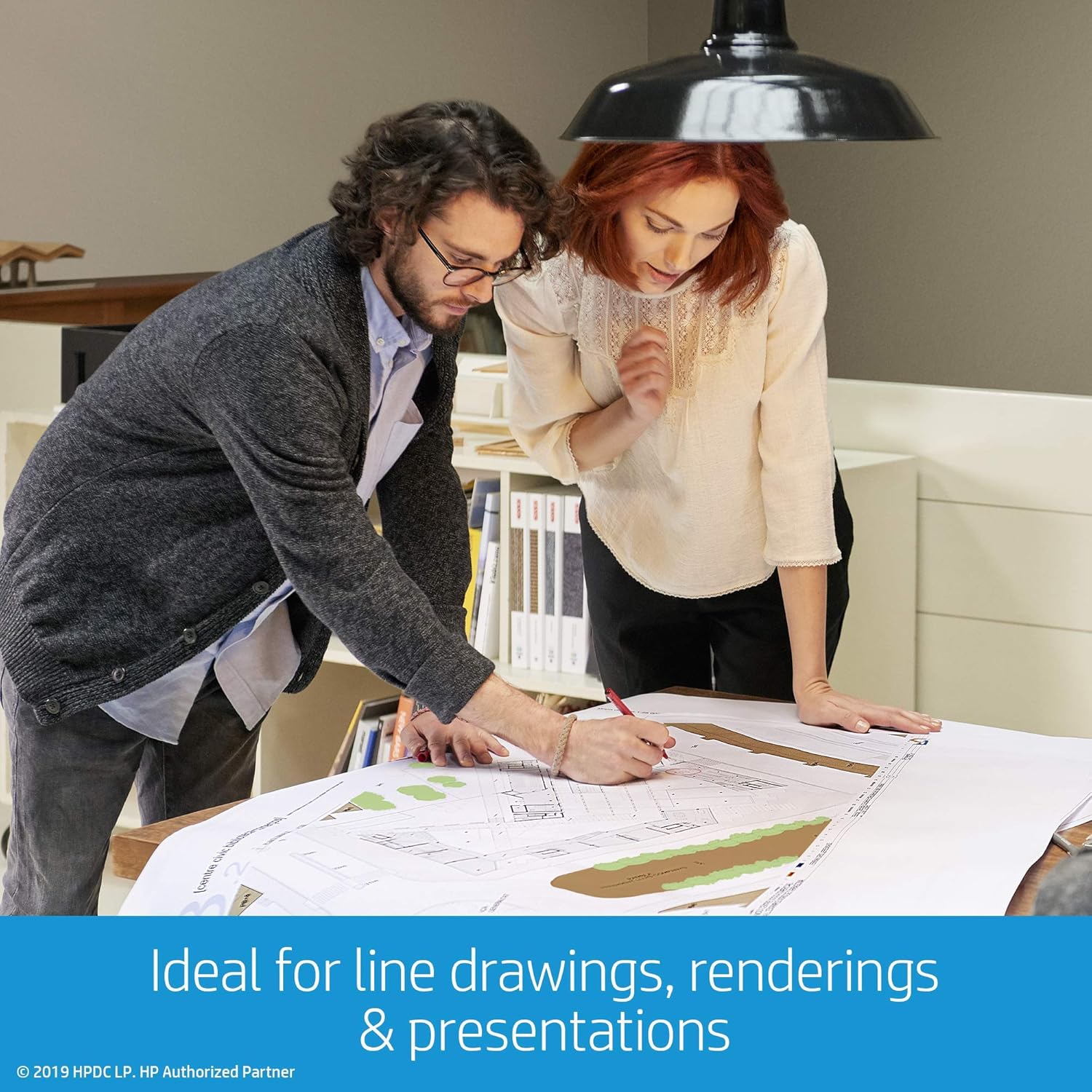 HP DesignJet T210 Large Format Compact Wireless Plotter Printer - 24", with Modern Office Design (8AG32A)