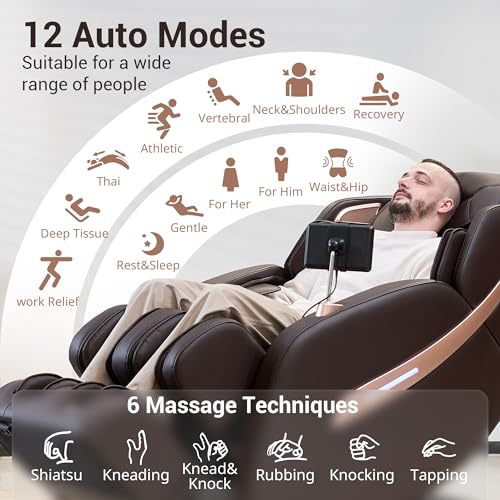 MYNTA Massage Chair Full Body, Zero Gravity SL Track Shiatsu Massage Recliner Chair with Heat, M1612 Expresso