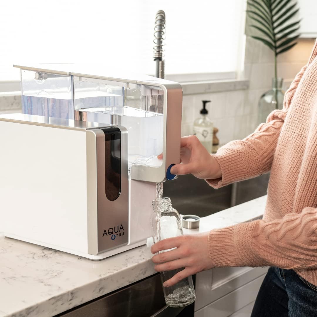 AquaTru Classic Countertop Water Filtration Purification System for PFAS & Other Contaminants with Exclusive Ultra RO Technology -No Installation-BPA Free & AquaTru Stainless Steel Water Bottle Bundle