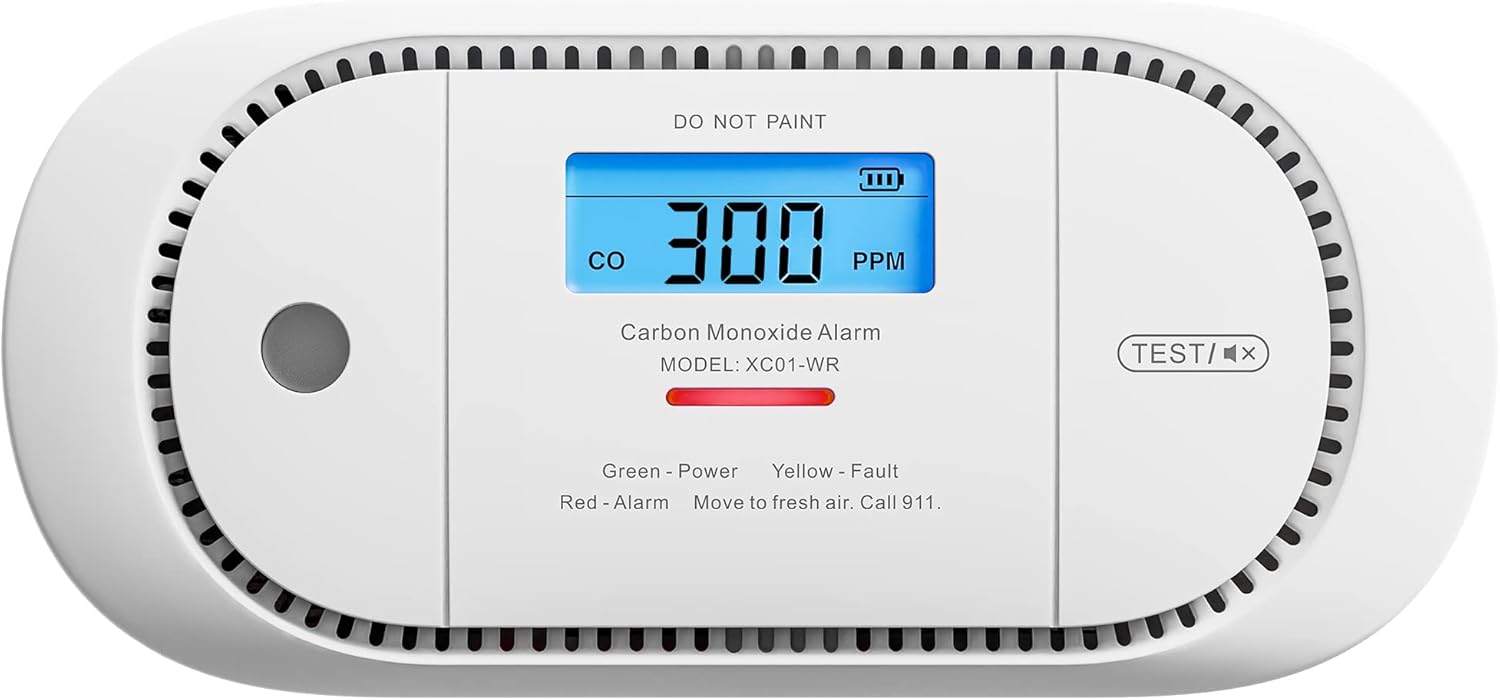 X-Sense Wireless Interconnected Carbon Monoxide Detector, Replaceable Battery Powered CO Alarm with Digital Display and Peak Value Memory, XC01-WR, Pack of 2